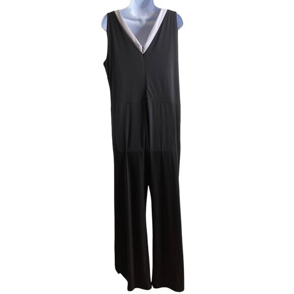 Lauren Ralph Lauren Black Wide‎ Leg Jumpsuit Size 1X Flowy Boho Retro Vibes - Picture 2 of 13
